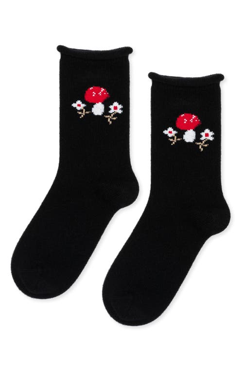 Hansel From Basel Toadstool Merino Wool & Recycled Cashmere Blend Crew Socks In Black