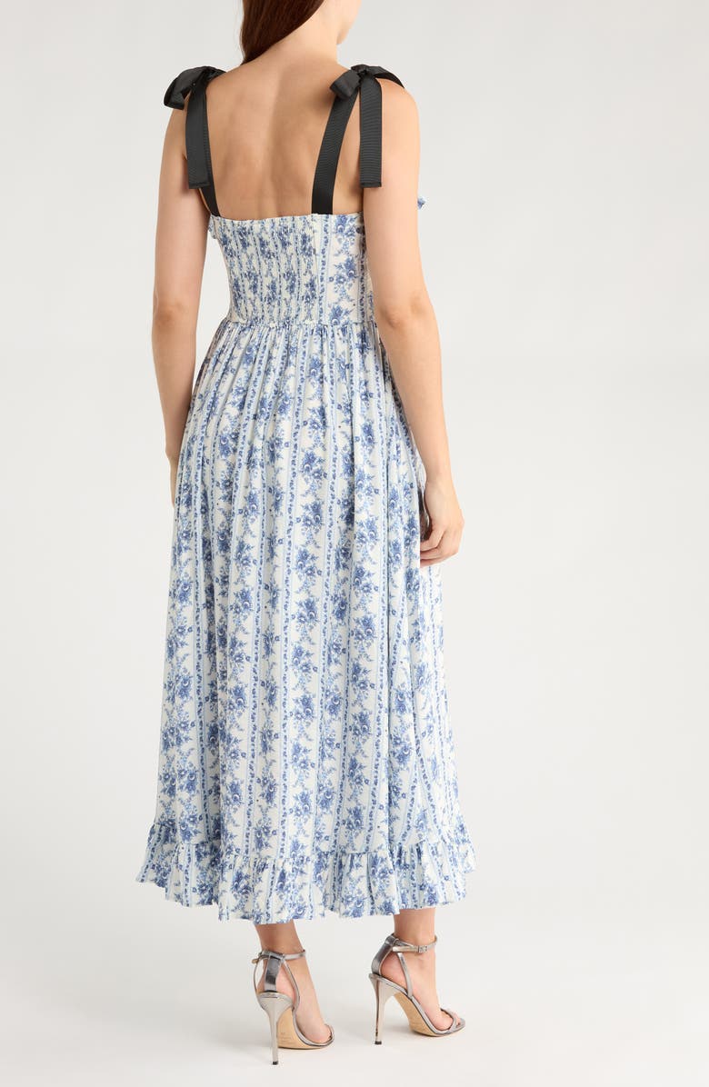 Blu Pepper Tie Strap Ruffle Midi Dress, Alternate, color, Blue Multi