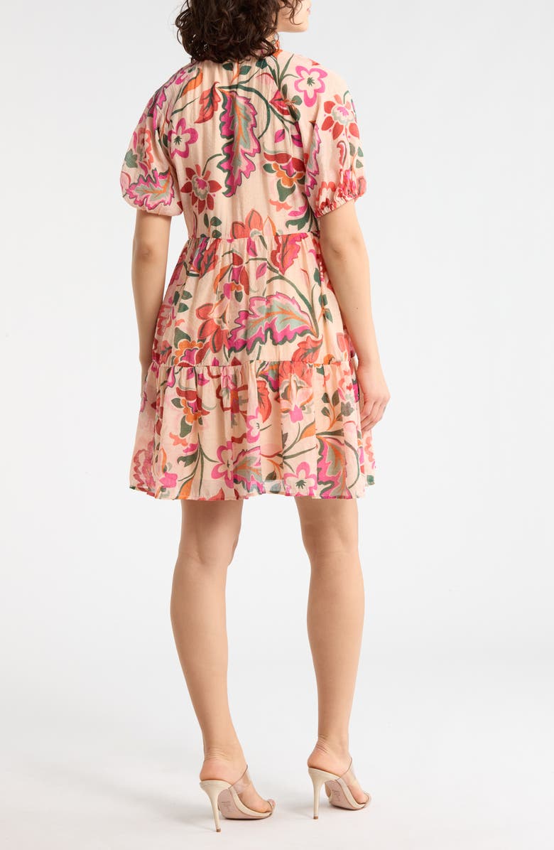Halogen<sup>®</sup> Floral Puff Sleeve Dress, Alternate, color, Peach Multi