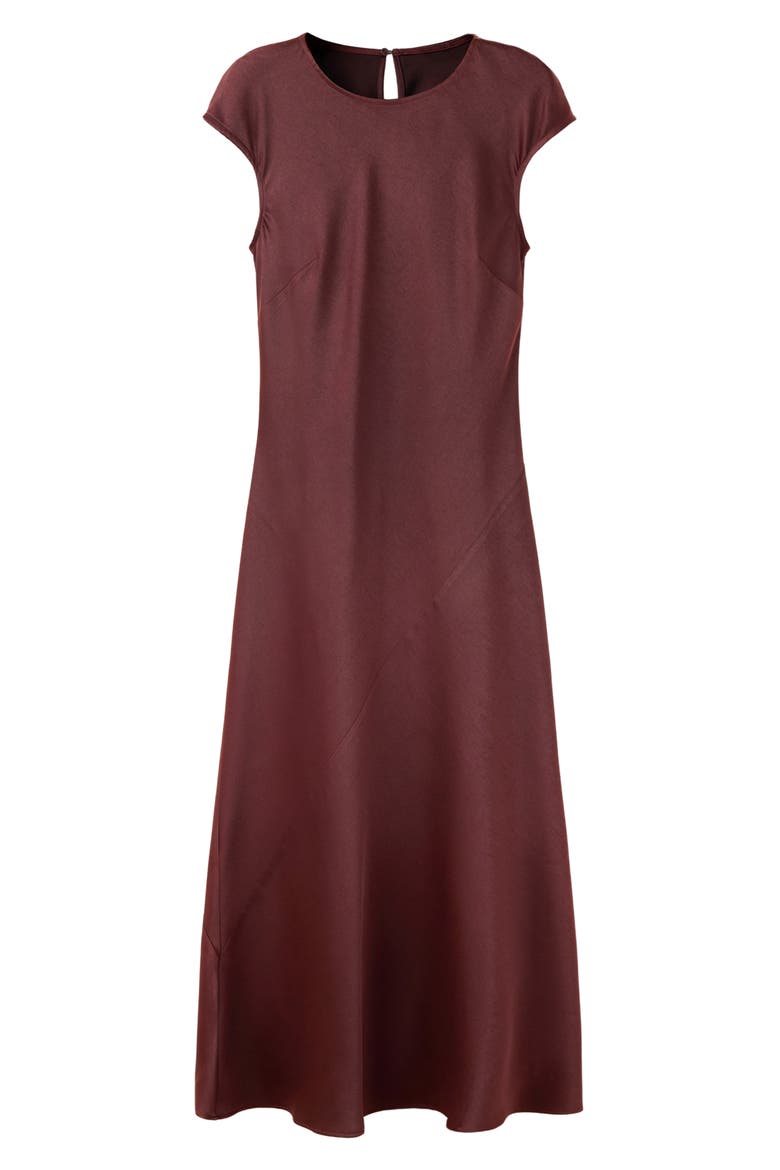 Satin Midi Dress, Alternate, color, BROWN