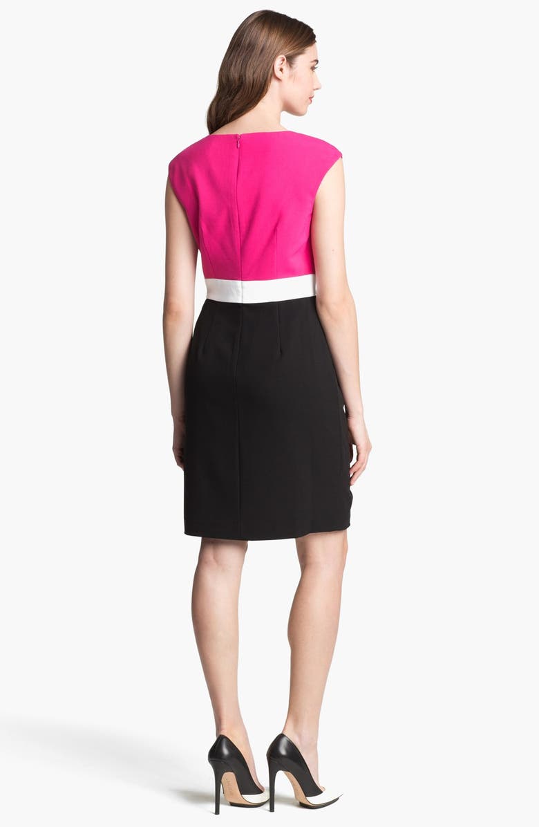 Calvin Klein Colorblock Side Drape Sheath Dress, Alternate, color, 