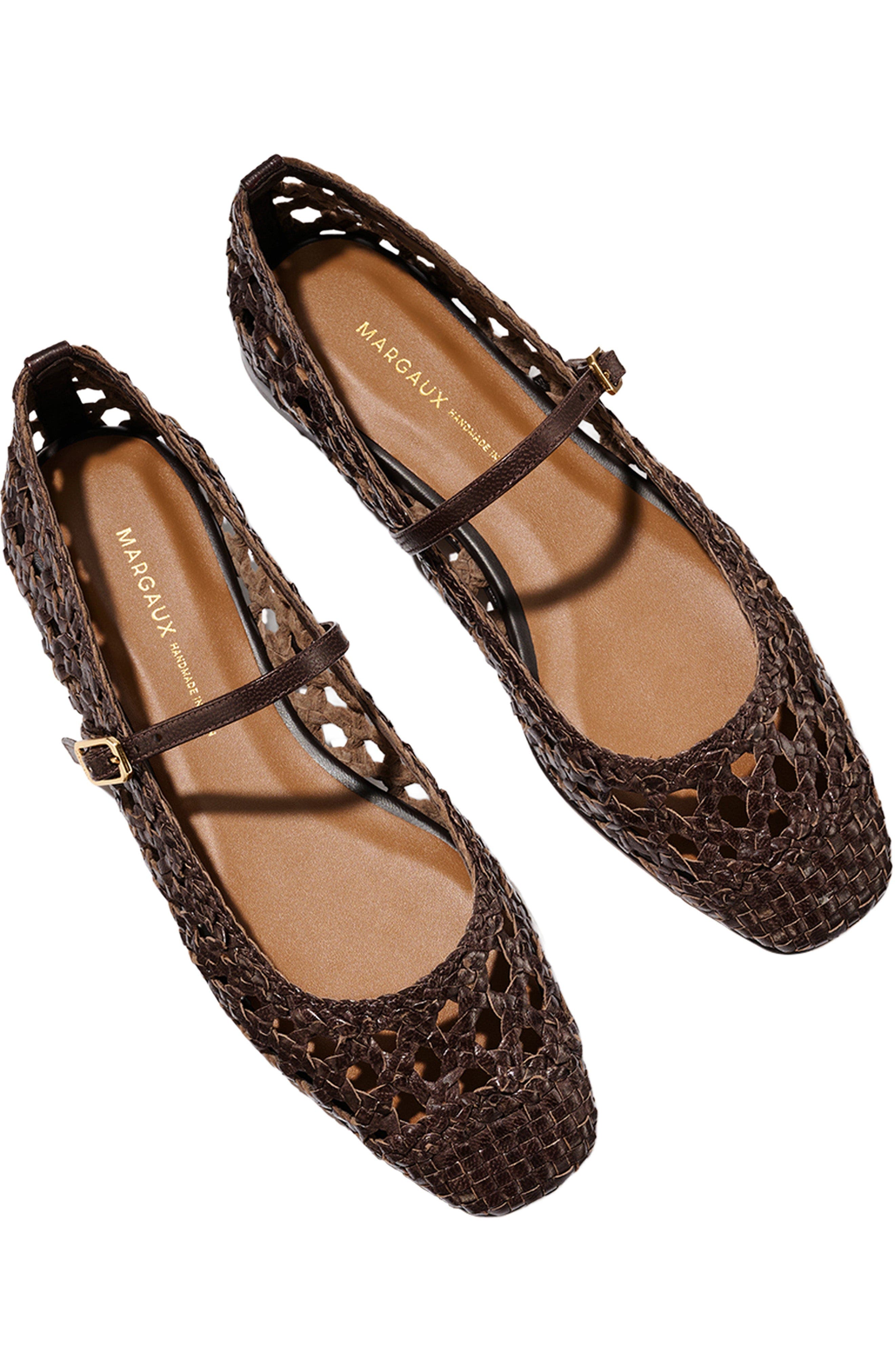 The Woven Fonteyn Jane Flats, Alternate, color, Espresso Leather