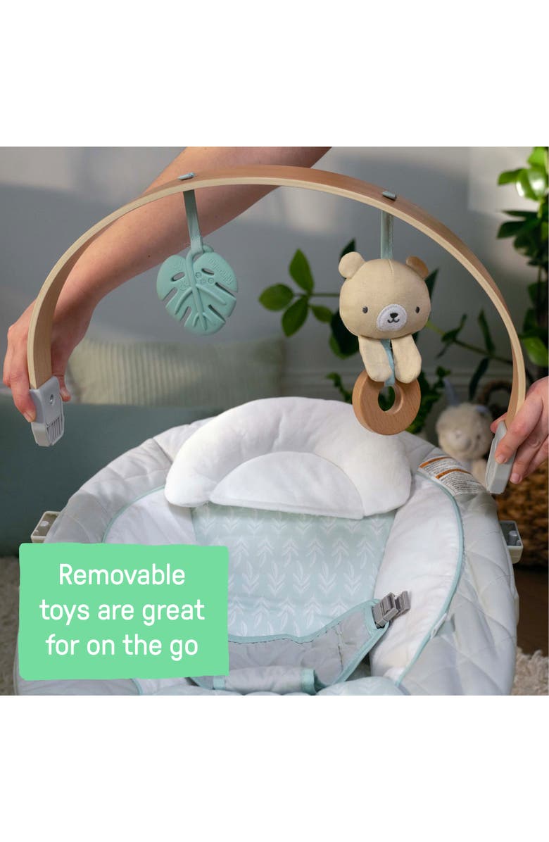 INGENUITY Cozy Spot Soothing Baby Bouncer with Wooden Toy Arch, Alternate, color, Multicolored