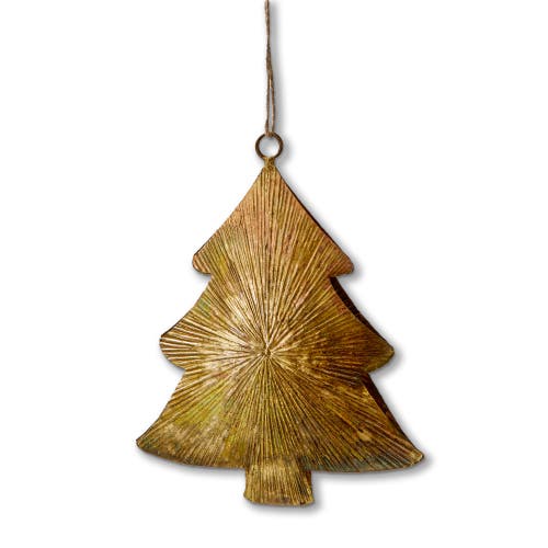 Tag Antique Brass Gold Christmas Tree Metal Ornament Elegant Decor In Gold