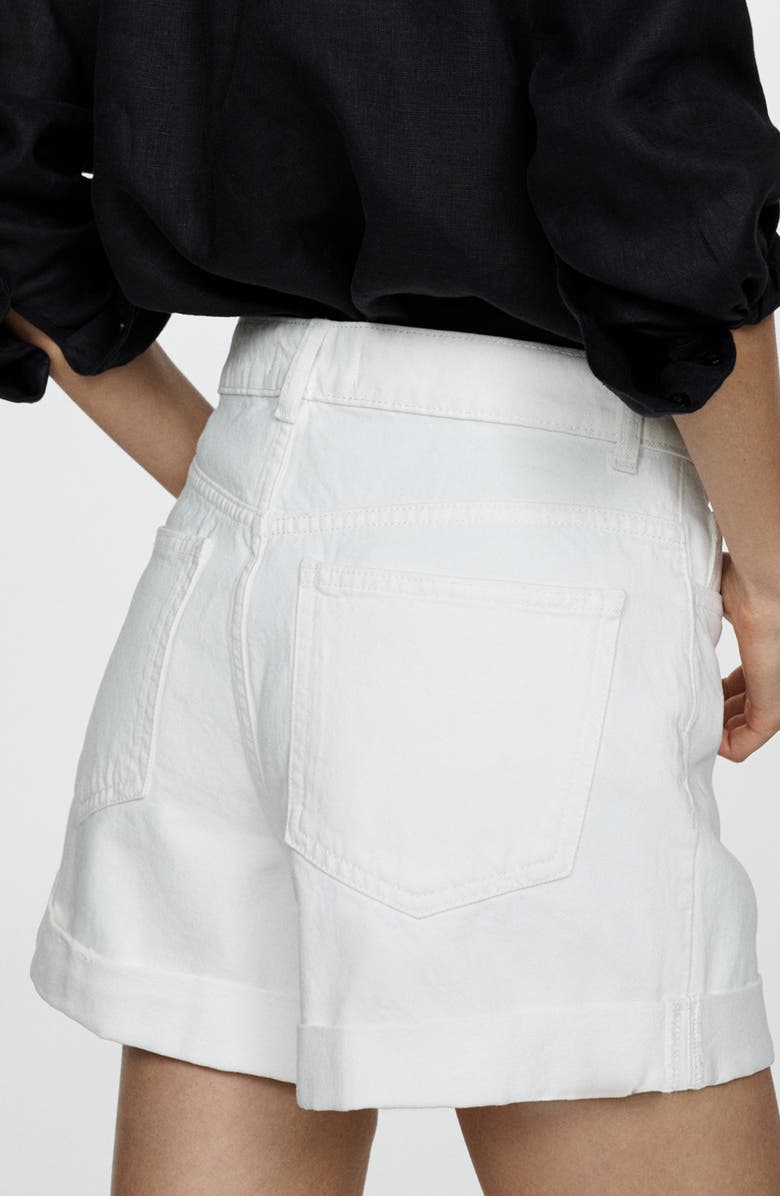MANGO High Waist Denim Mom Shorts, Alternate, color, White