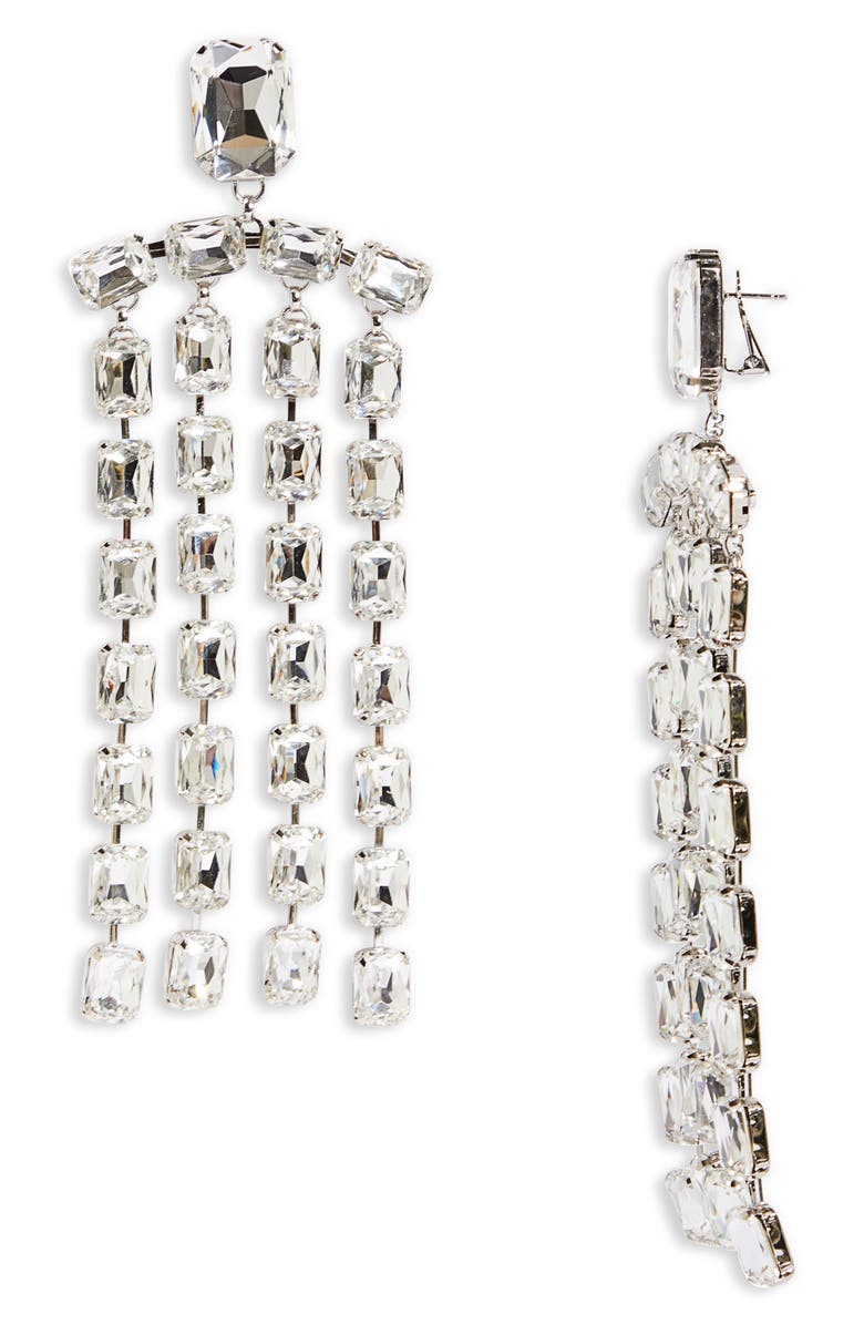 Area Baguette Crystal Fringe Chandelier Earrings, Main, color, 