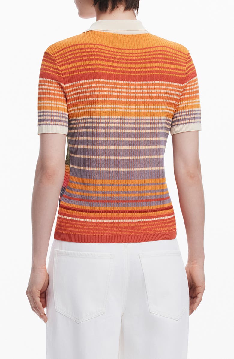 Desigual Stripe Scenic Rib Graphic Polo, Alternate, color, 