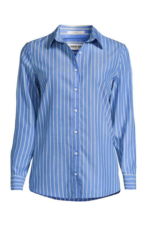 Lands' End No Iron Supima Cotton Long Sleeve Shirt In Blue
