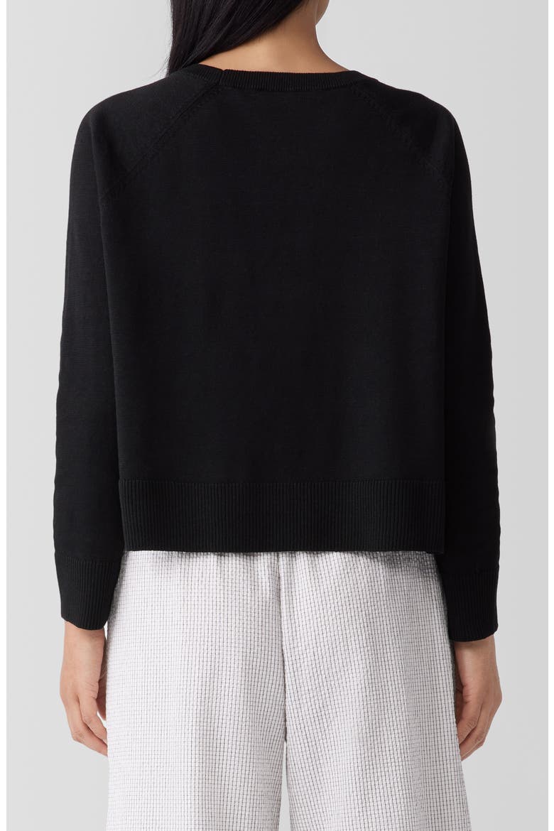 Raglan Sleeve Boxy Organic Linen & Organic Cotton Sweater, Alternate, color, BLACK