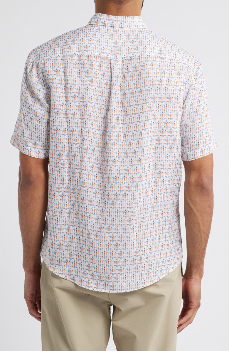 johnnie-O 5 O'Clock Somewhere Short Sleeve Linen & Lyocell Button-Up Shirt, Alternate, color, White