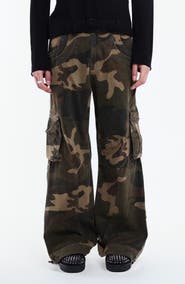 JADED LONDON Studded Camo Low Rise Wide Leg Cargo Pants