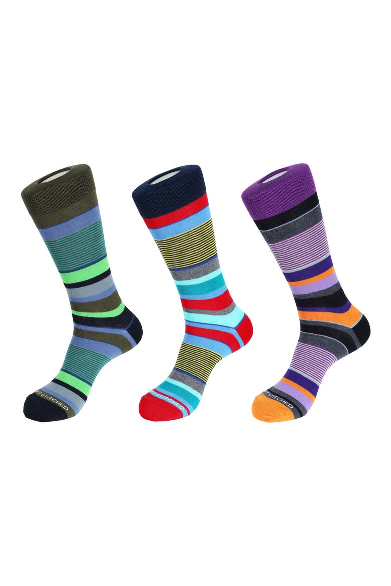 3-Pack Crew Socks, Main, color, BLUE MULTI
