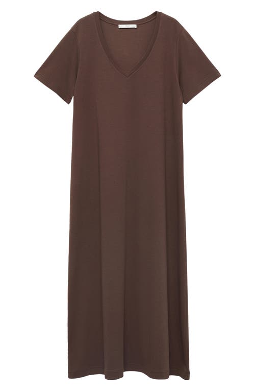 Mango V-neck Cotton Nightgown In Brown