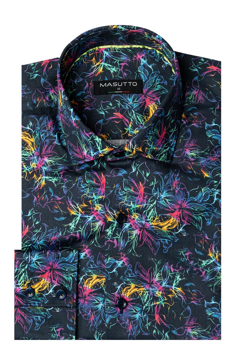 MASUTTO Young Print Button-Up Long Sleeve Shirt, Main, color, Multicolor