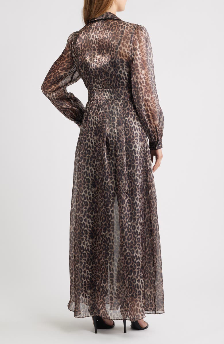 Julia Jordan Long Sleeve Jumpsuit with Overlay, Alternate, color, Leopard