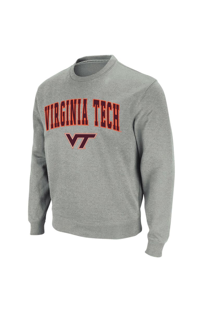 COLOSSEUM Men's Colosseum Heather Gray Virginia Tech Hokies Arch & Logo Crew Neck Sweatshirt, Alternate, color, Heather Gray