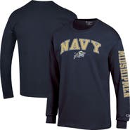 Champion Men's Champion Navy Navy Midshipmen Arch Over Logo 2-Hit Long Sleeve T-Shirt
