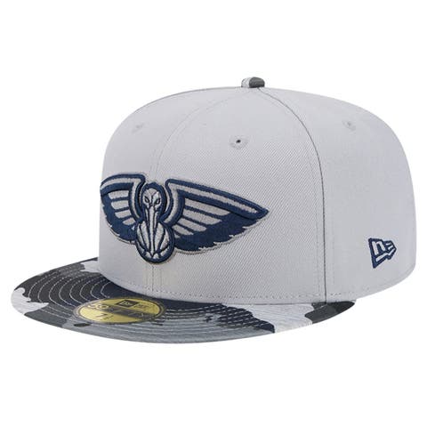 Men's New Era Gray New Orleans Pelicans Active Color Camo Visor 59FIFTY Fitted Hat