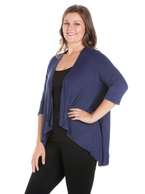 24seven Comfort Apparel Elbow Length Sleeve Open Cardigan In Multi