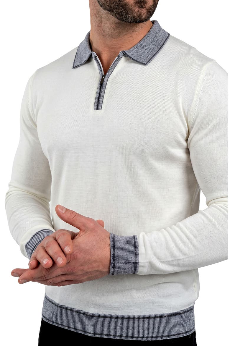 Quarter Zip Merino Wool Sweater, Alternate, color, WHITE