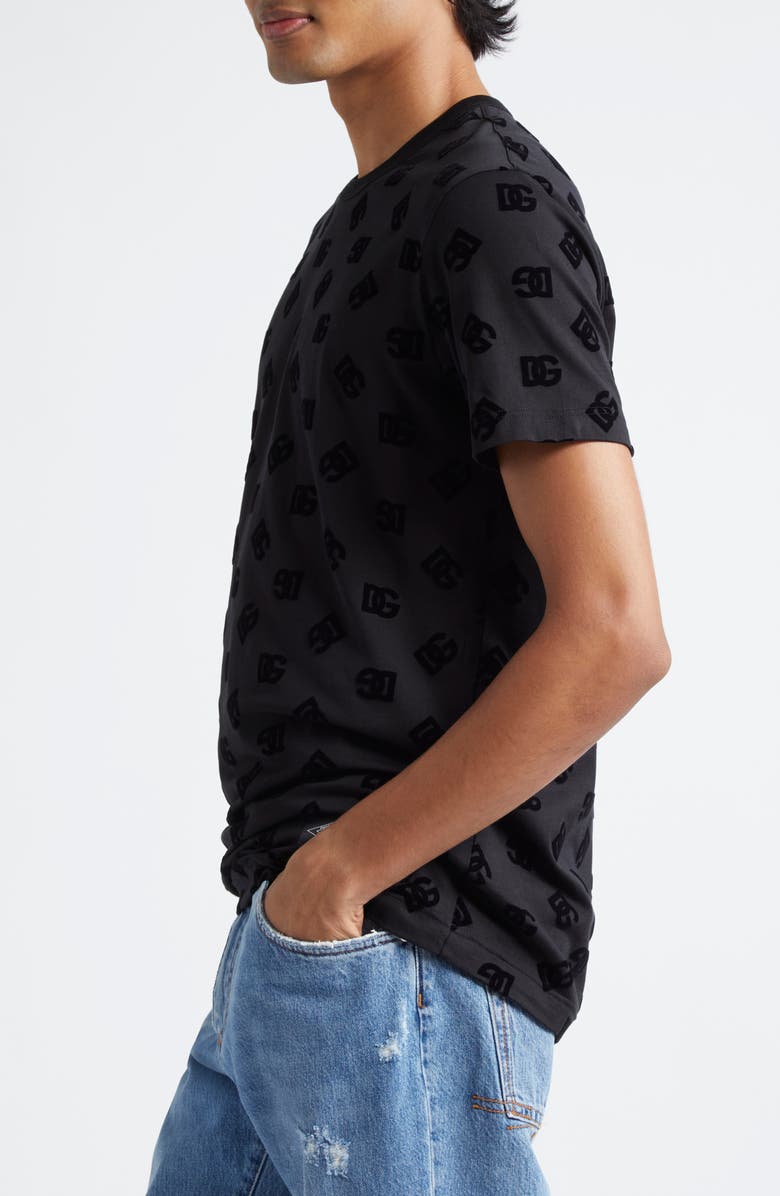 Dolce&Gabbana Re-Edition Flocked Logo Cotton T-Shirt, Alternate, color, N0000 Nero