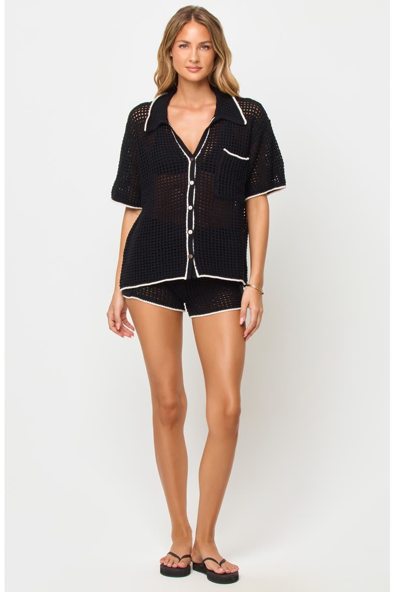 Scout Cotton Cover-Up Shorts, Alternate, color, BLACK/ CREAM