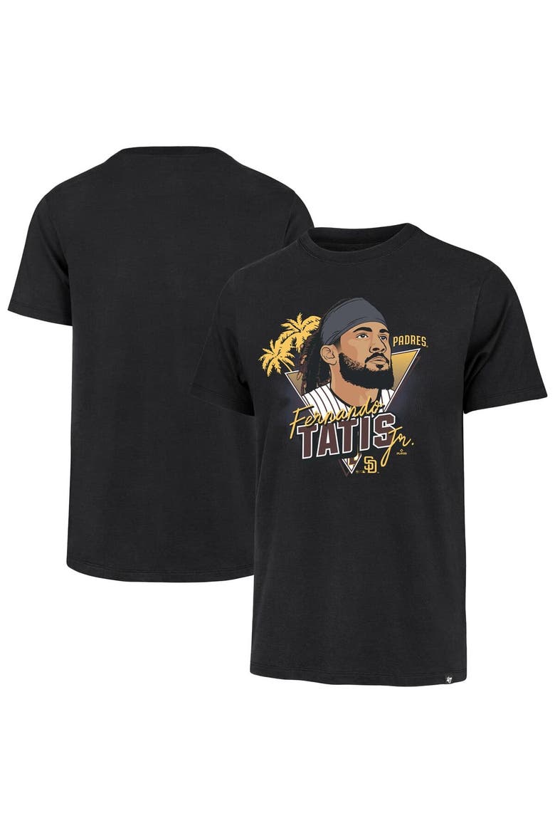 Men's '47 Fernando Tatis Jr. Black San Diego Padres Player Caricature Franklin T-Shirt, Alternate, color, Black