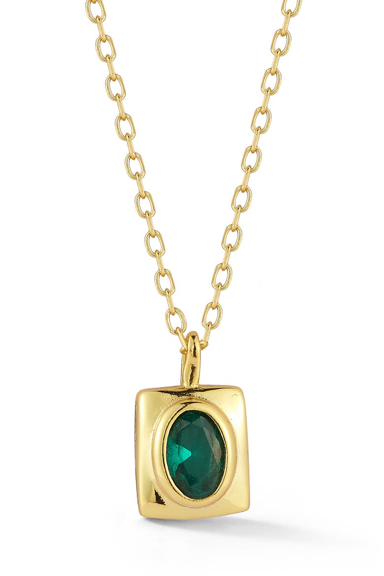 Cubic Zirconia Square Pendant Necklace, Main, color, GOLD