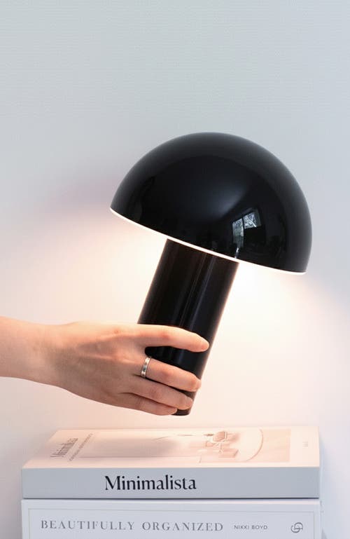 Brightech Celia 10" Portable Touch-controlled Outdoor Patio Mushroom Table Lamp In Black