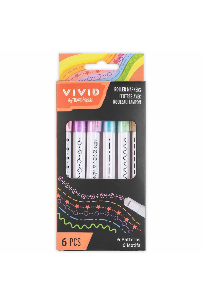 Roller Markers 6 Pack Pattern Markers, Pastel Ink Colors, Main, color, Multicolored