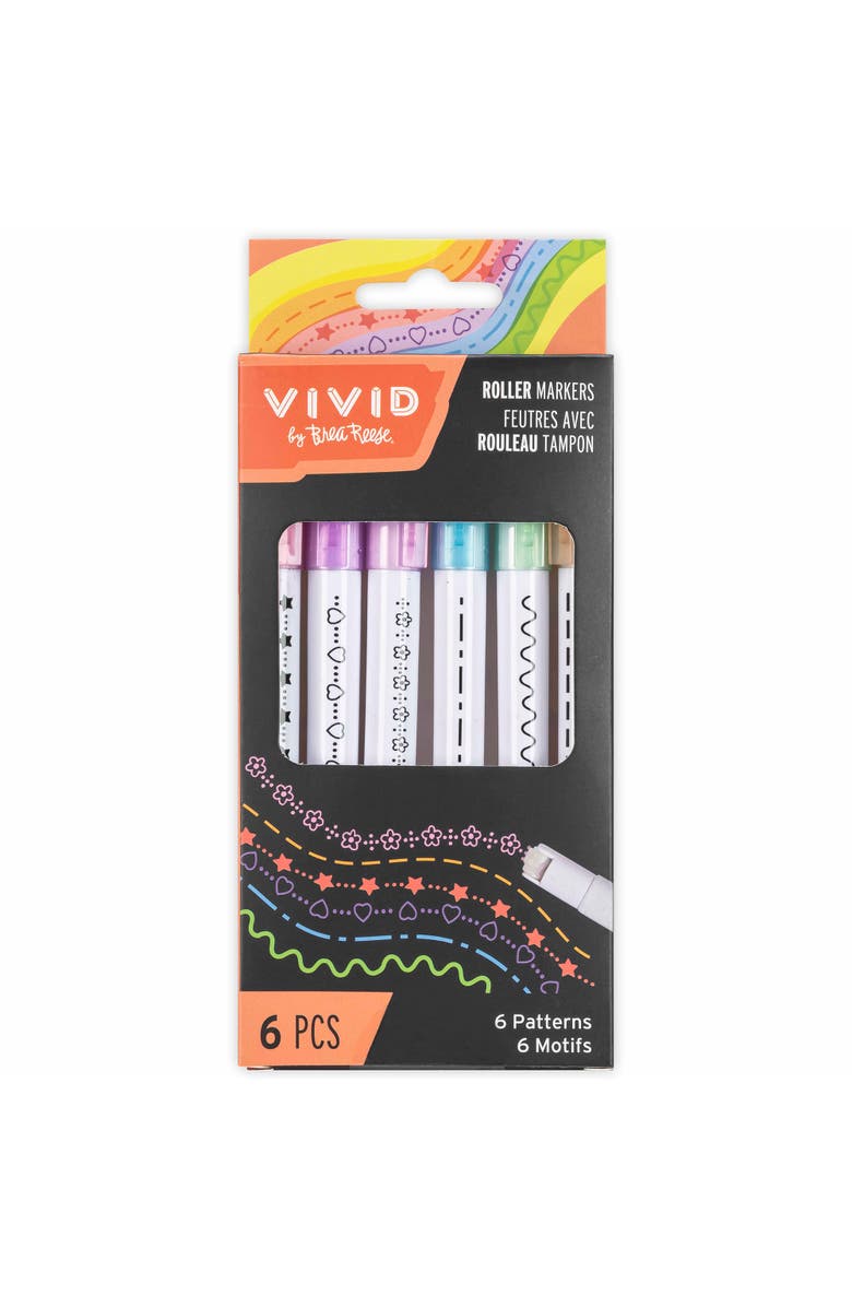 Brea Reese Vivid Roller Markers 6 Pack Pattern Markers, Pastel Ink Colors, Main, color,