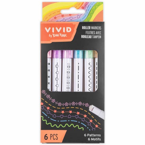Roller Markers 6 Pack Pattern Markers, Pastel Ink Colors