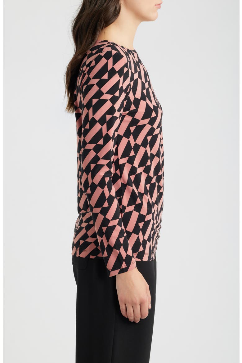 Ruched Rivet Print Top, Alternate, color, ANNE BLACK/ PRIMROSE