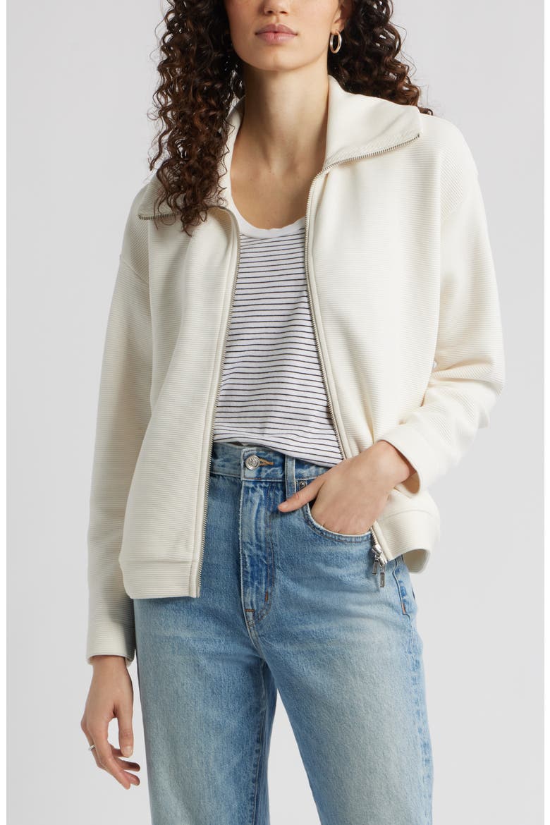 Ottoman Knit Bomber Jacket, Main, color, WHITE HOT