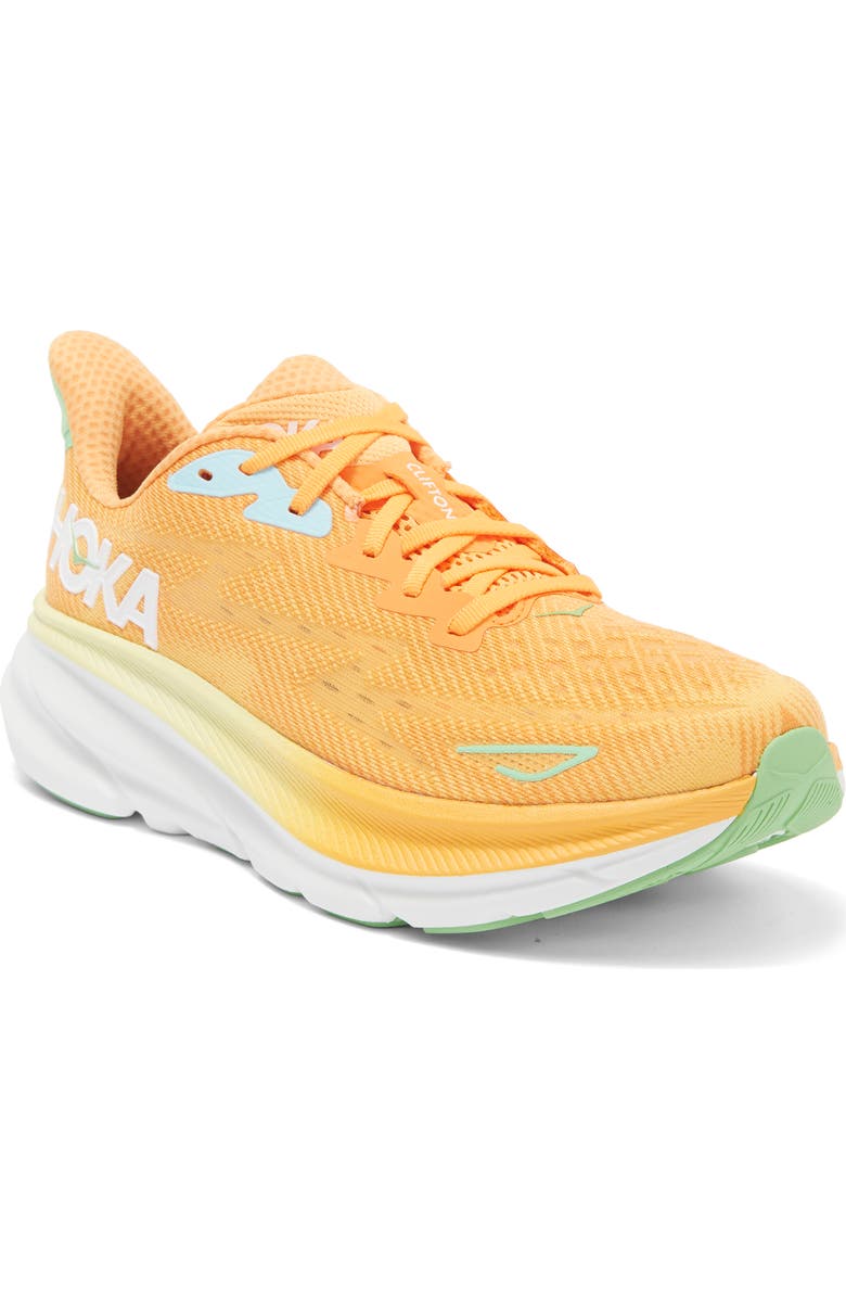 HOKA Clifton 9 Running Shoe, Main, color, Solar Flare / Sherbet