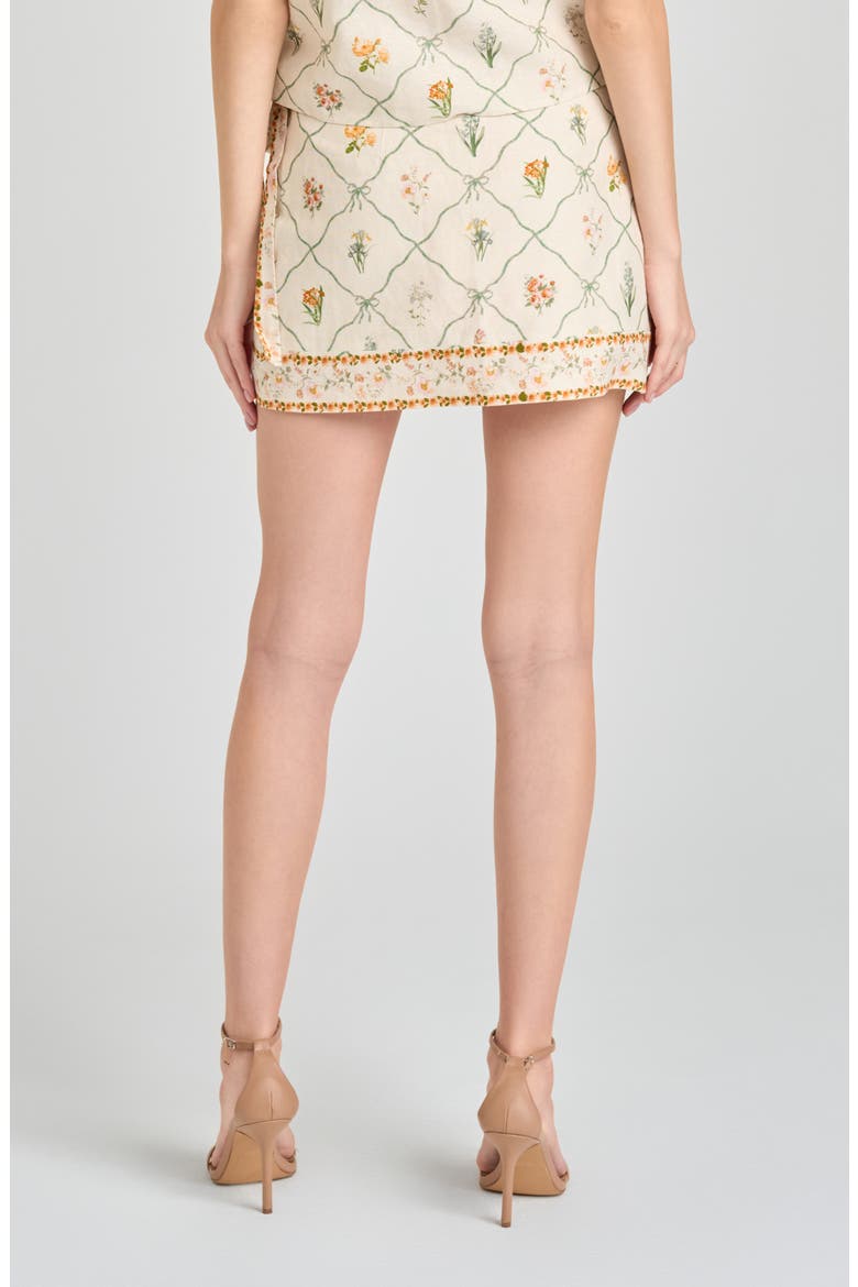 Amelia Floral Linen Blend Wrap Miniskirt, Alternate, color, IVORY BOTANICAL