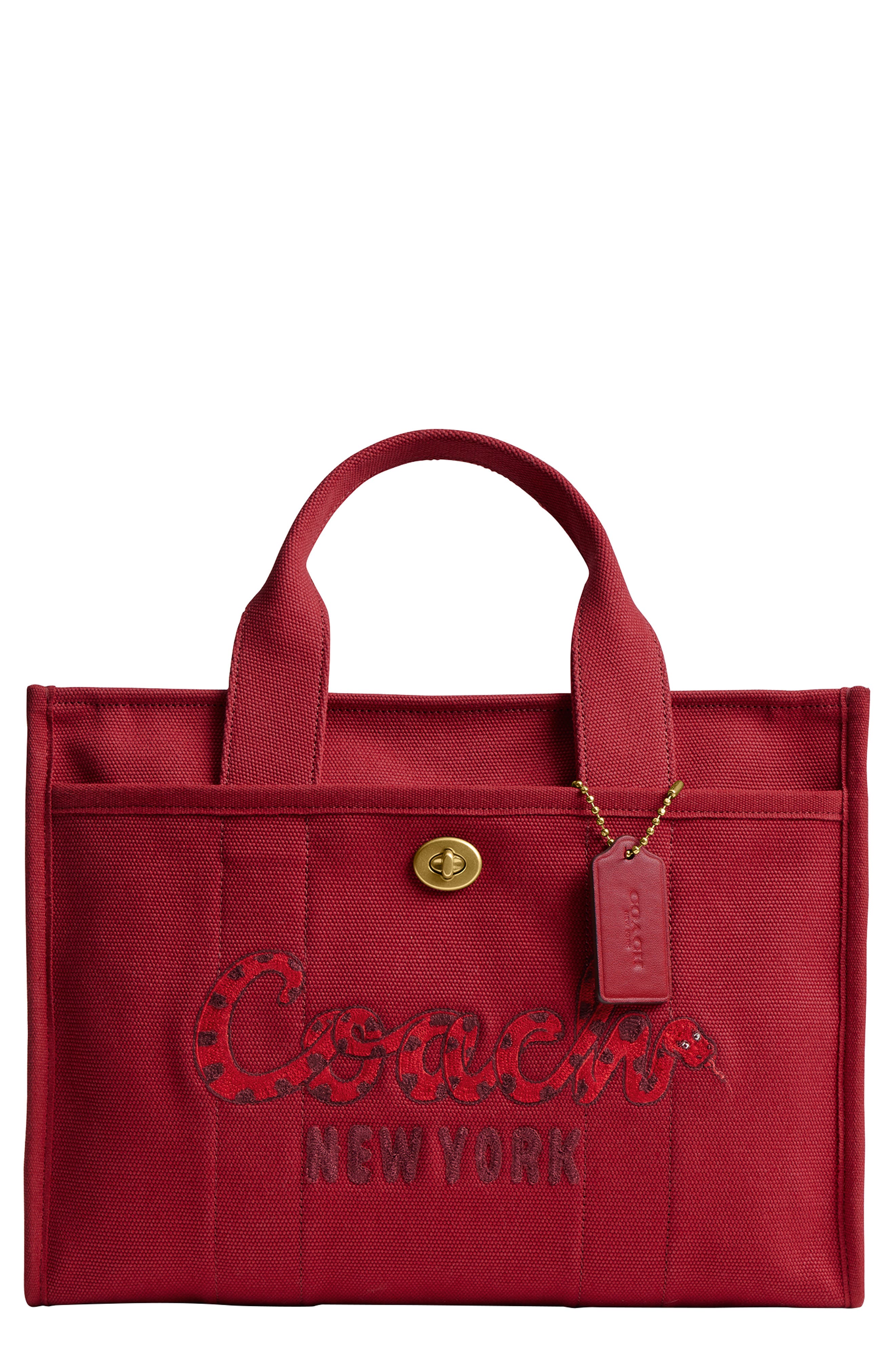COACH Lunar New Year Snake Script Canvas Tote, Main, color, 