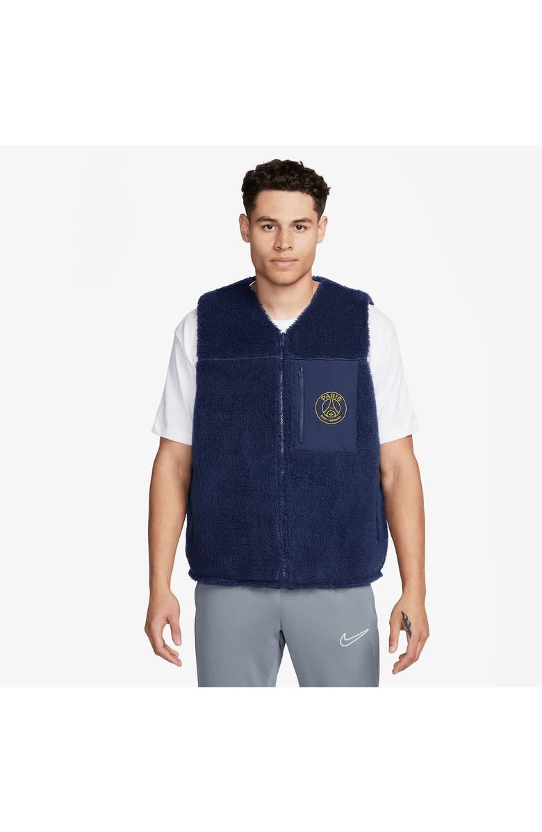 Nike Men's Nike Navy Paris Saint-Germain Club+ Winterized Reversible Full-Zip Vest, Main, color, Navy