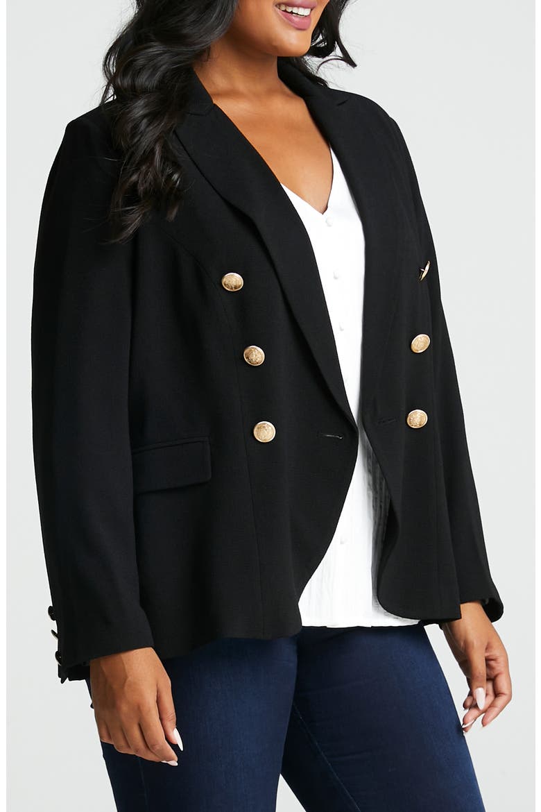 Clever Double Breasted Jacket, Alternate, color, BLACK