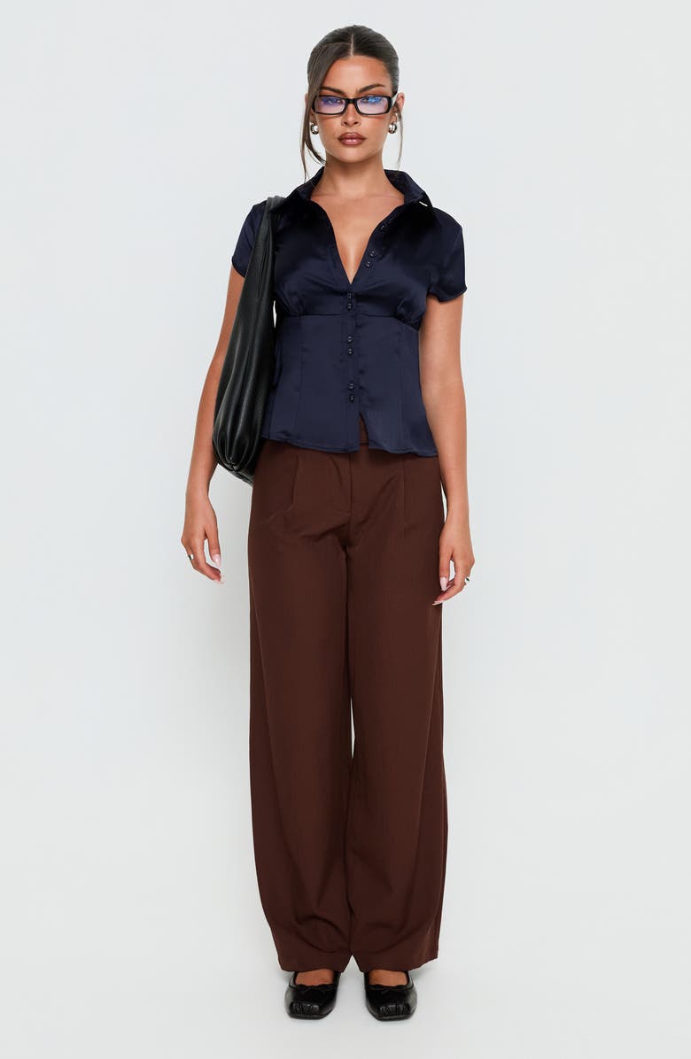 Princess Polly Cottesloe Satin Top, Alternate, color, Navy