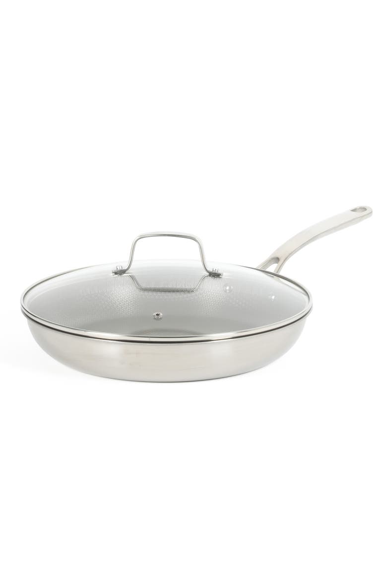 Badgley Nonstick Tri-Ply Stainless Steel Skillet with Lid, Main, color, Stainless