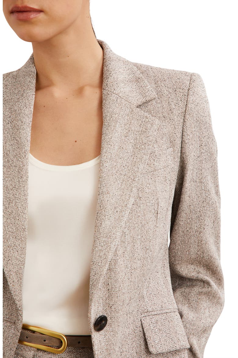 Isla One-Button Herringbone Jacket, Alternate, color, GREY