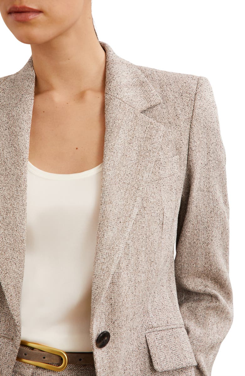 Reiss Isla One-Button Herringbone Jacket, Alternate, color, Grey