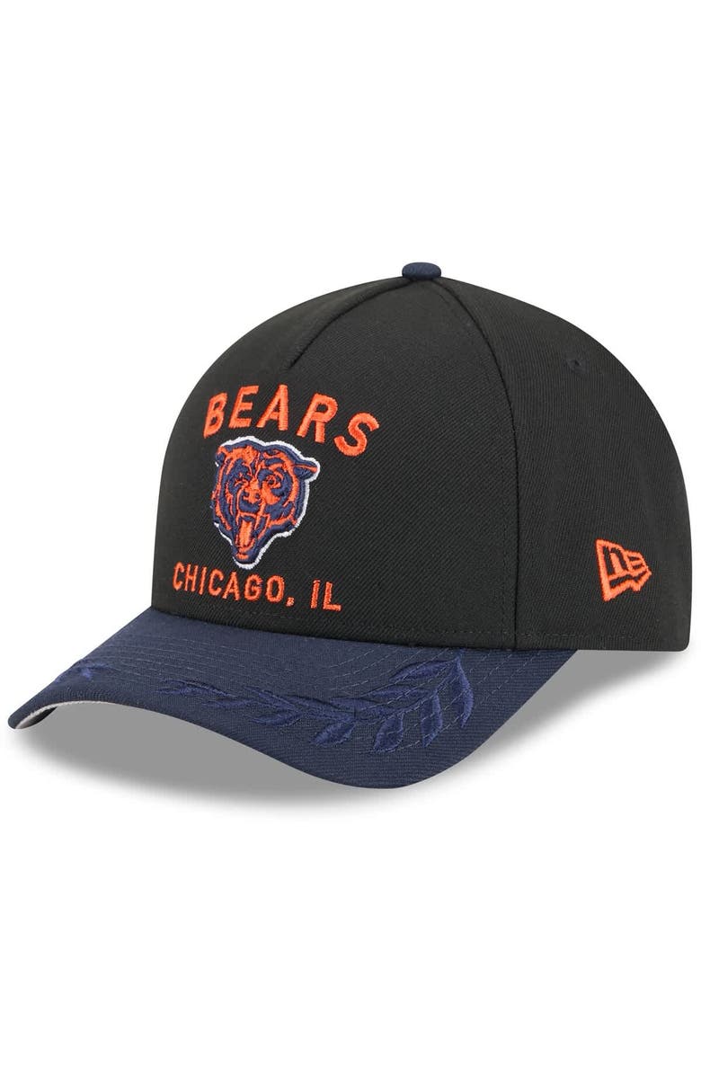 New Era Men's New Era Black/Navy Chicago Bears 2025 NFL Draft 9FORTY A-Frame M-Crown Adjustable Hat, Main, color, Black