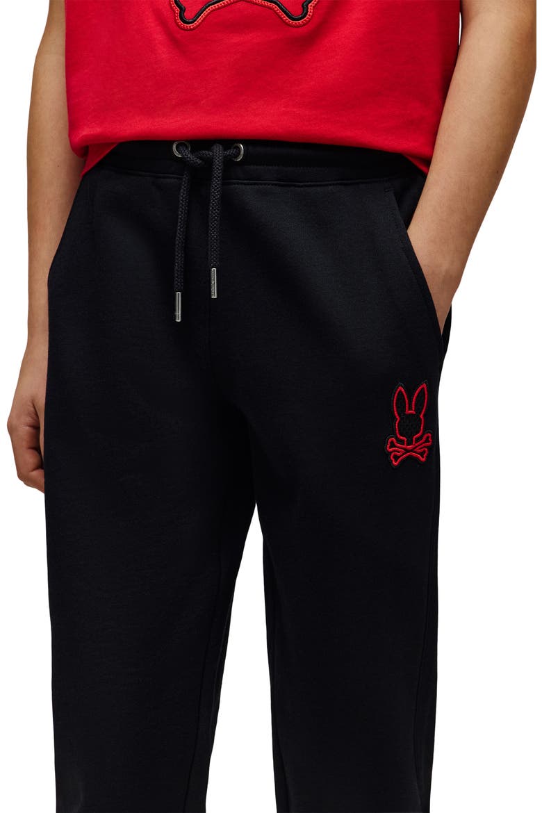 Kids' Sayer Embroidered Appliqué Cotton Sweatpants, Alternate, color, BLACK