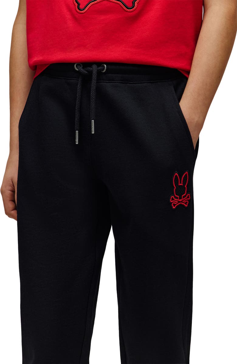 Psycho Bunny Kids' Sayer Embroidered Appliqué Cotton Sweatpants, Alternate, color, Black