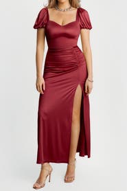 Popilush Square Neck Slimming Sculpting Maxi Dress with Sleeves