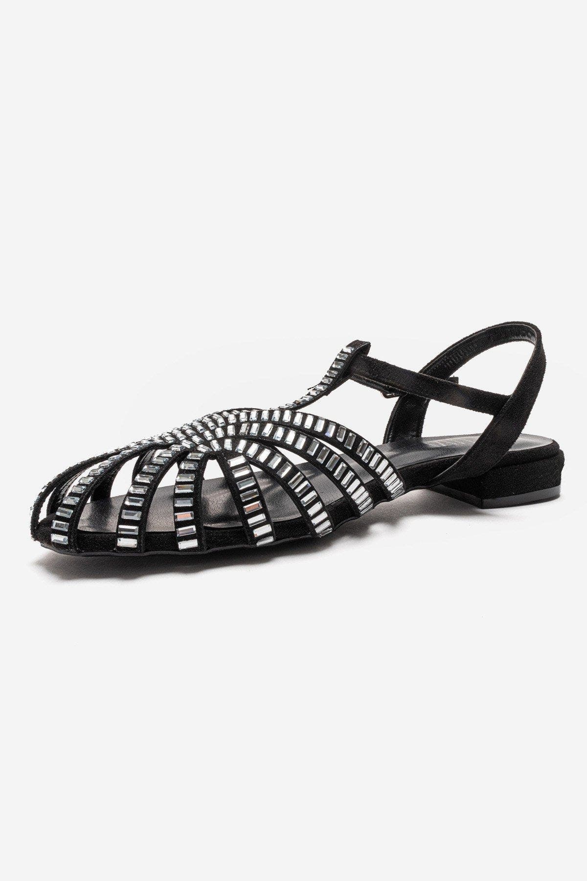 Prologue Shoes Lavina Embellished Sandal, Alternate, color, Black Suede