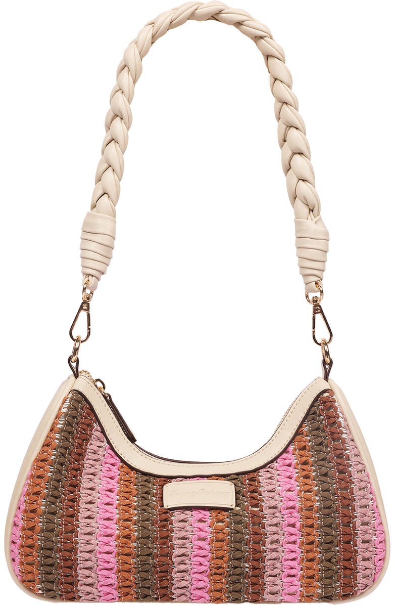 Tommy Bahama Woven Ribbon Zip Top Shoulder Bag, Alternate, color, Cream