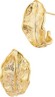 SAVVY CIE JEWELS Leaf Hoop Earrings